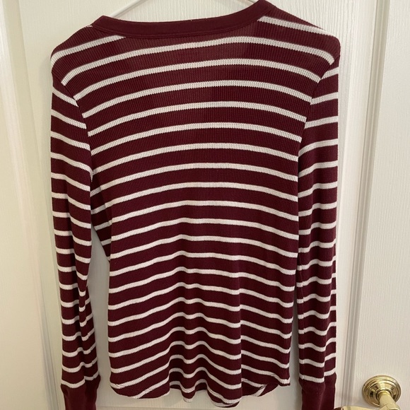 Maroon striped waffle print long sleeve - Picture 4 of 4